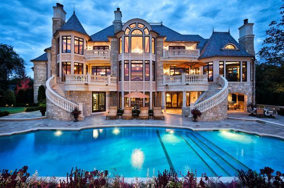 Luxury home at night